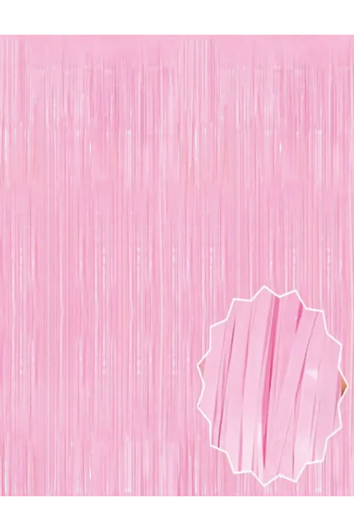 Soft Pembe Püsküllü Kapı Perdesi - Parti, Baby Shower, Cinsiyet Partisi 1x2 M