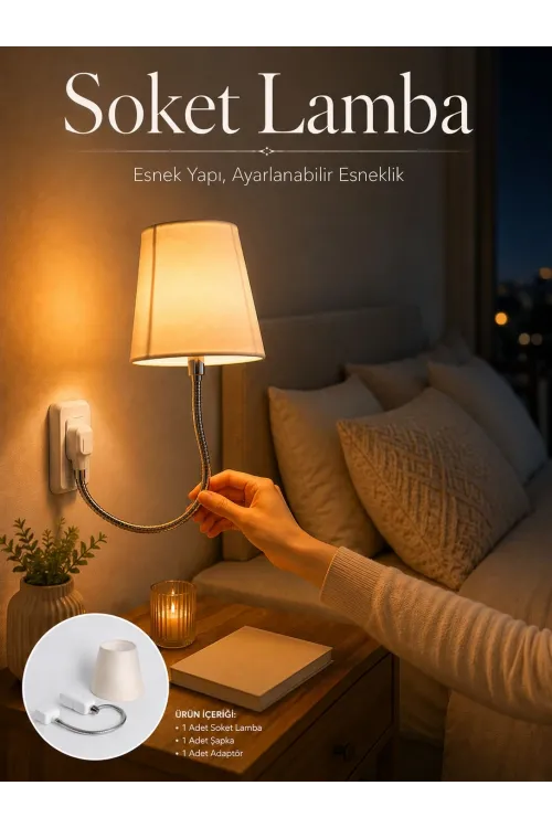 Soket Lamba Yatak Başı Işığı Ayarlanabilir Boyunlu