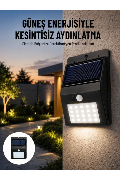 Solar Dekoratif Lambası Sensörlü Led Işık Bahçe Aydınlatma Yeni Nesil