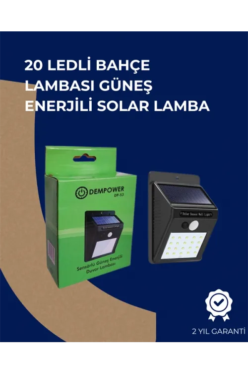 Solar Enerjili 20 Led Duvar Lambası | Hareket Sensörlü, Su Geçirmez, Kablo Gerektirmez