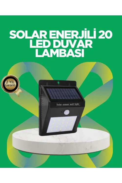 Solar Enerjili 20 Led Hareket Sensörlü Duvar Lambası