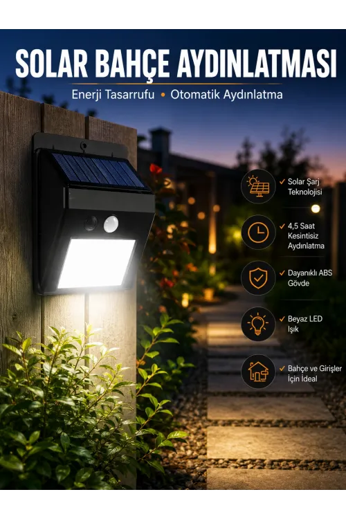 Solar Lamba Giriş, Bahçe Yol Avlu Hareket Sensörlü Led Parlak Gece Su Geçirmez