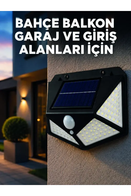 Solar Led Bahçe Aydınlatma Lambası 3 Işık Modlu Sensörlü Duvar Tipi Dış Mekan