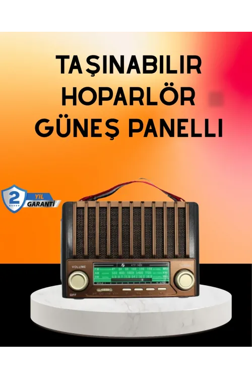 Solar Şarjlı Taşınabilir Radyo Bluetooth Hoparlör Usb Sd Destekli