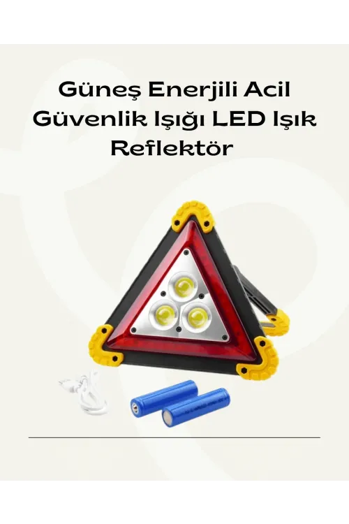 Solar Şarjlı Üçgen Led Park Ve İkaz Lambası