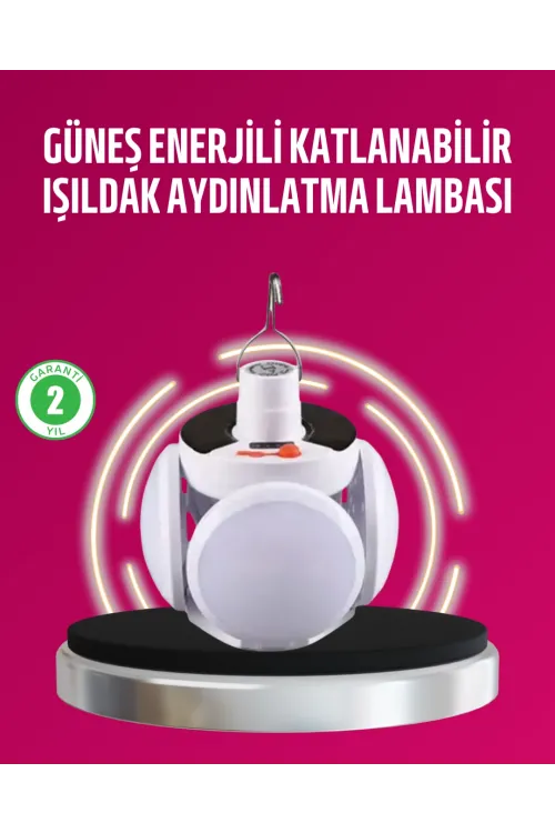 Solar Ve Usb Şarjlı Su Geçirmez Katlanabilir Led Lamba