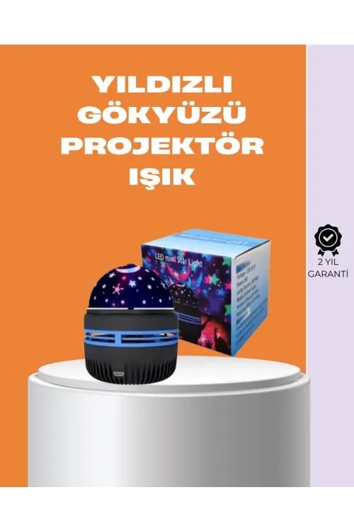 Star Master Galaxy Projektör – 360° Dönebilen Gece Lambası, Dekoratif Ambiyans Işığı