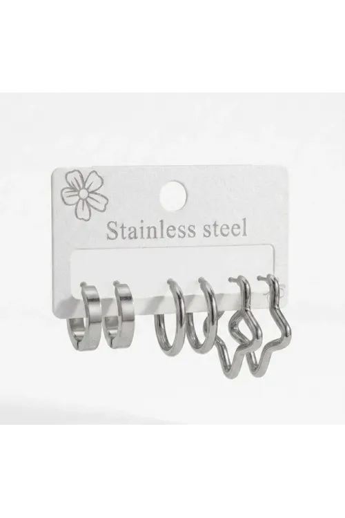 Star Shıne Altılı Halka Küpe Seti - Kp00678
