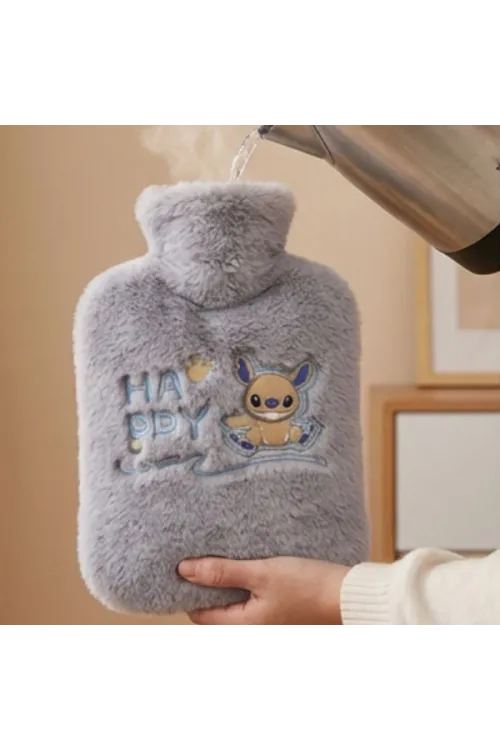 Stitch Figürlü Gri Peluş Sıcak Su Torbası 1 Litre
