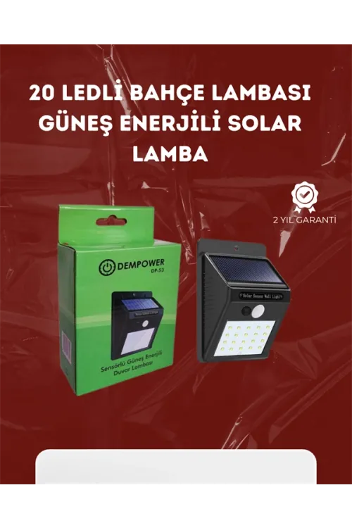 Su Geçirmez 20 Led Solar Aydınlatma | Dış Mekan İçin Pır Hareket Sensörü İle Akıllı Işık