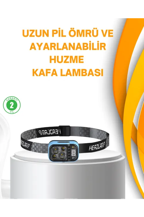 Su Geçirmez Led Kafa Lambası 53 Çalışma Modu Güç Ekranlı