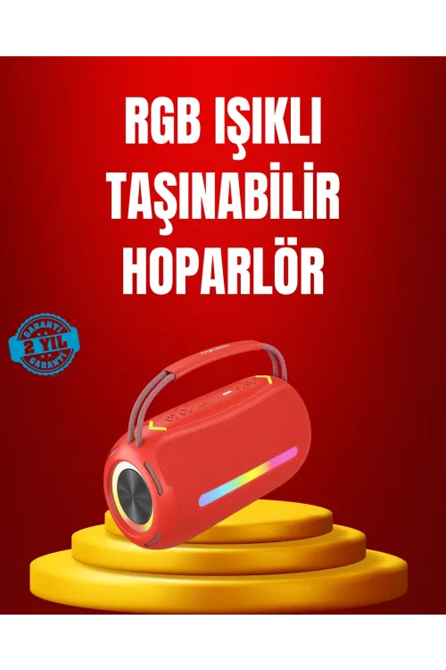 Suya Dayanıklı 20w Rgb Hoparlör Bluetooth, Usb, Sd Kart Ve Aux Girişli