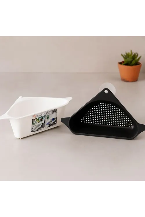 Süzgeçli Lavabo Köşe Rafı Vantuzlu Plastik