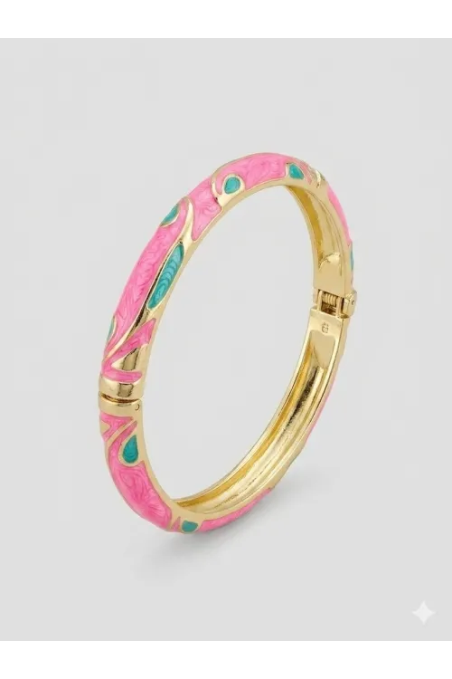 Sweet Pink Mine İşlemeli Kelepçe Bileklik - Kbl0455