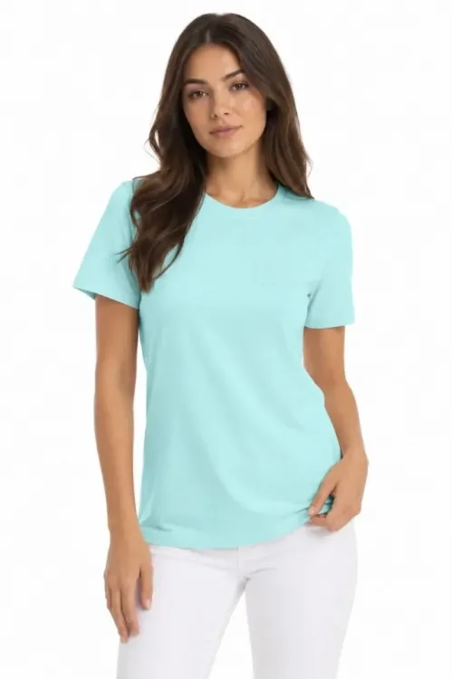 T-Shirt Bisiklet Yaka Slim Fit Likralı Tişört Günlük Basic Body - Turkuaz