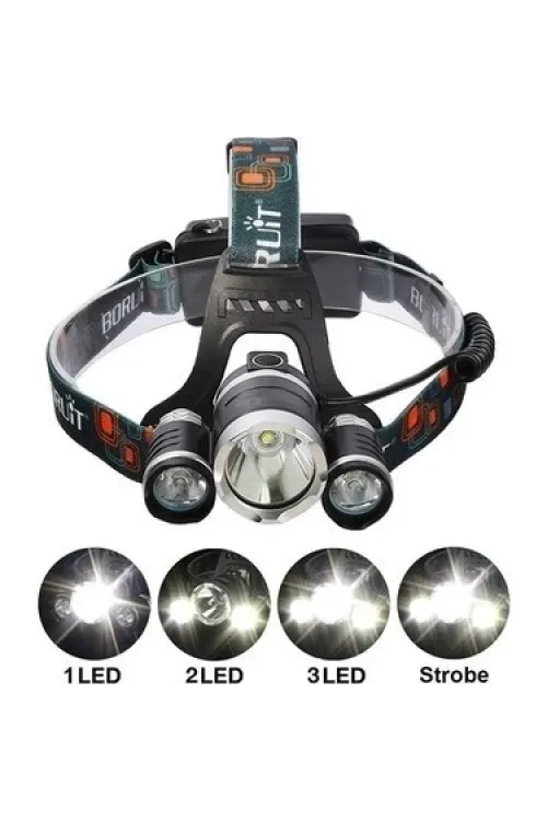 T6 Kafa Feneri 5000 Lumens 3xcree Xm-t6+2r5 Lamba Led Kamp Lambası