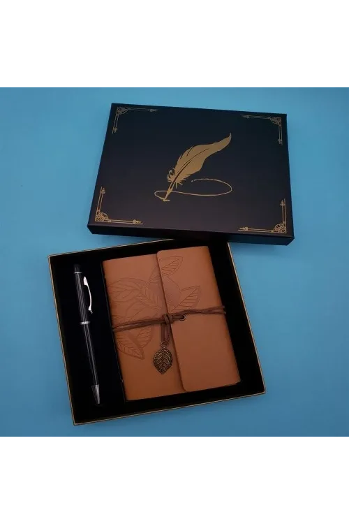 Taba Deri Defter ve Kalem Set