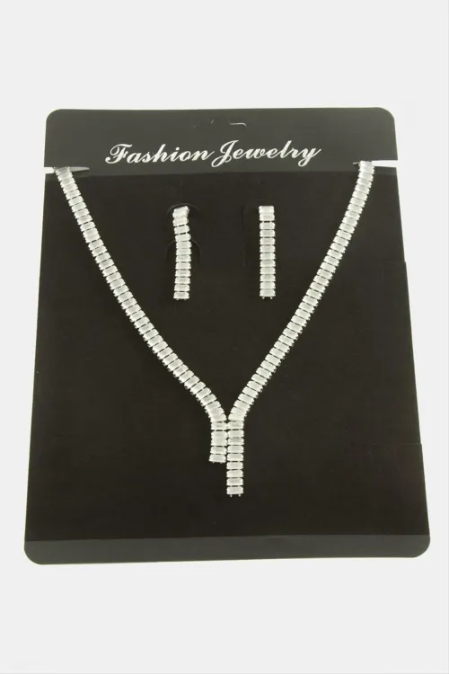 Tamtur Baget Zirkon Taşlı Lüks Set Kolye 7 mm
