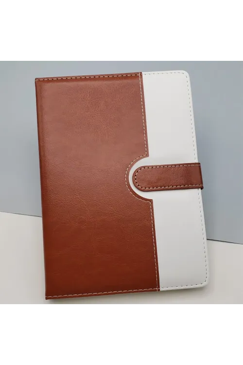 Tarihsiz Ajanda Defter Kahverengi Beyaz Renk