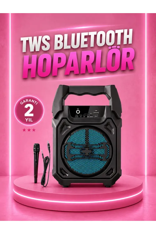 Taşınabilir 6.5” Bluetooth Hoparlör Usb Tf Kart Mikrofonlu Şarjlı Sistem