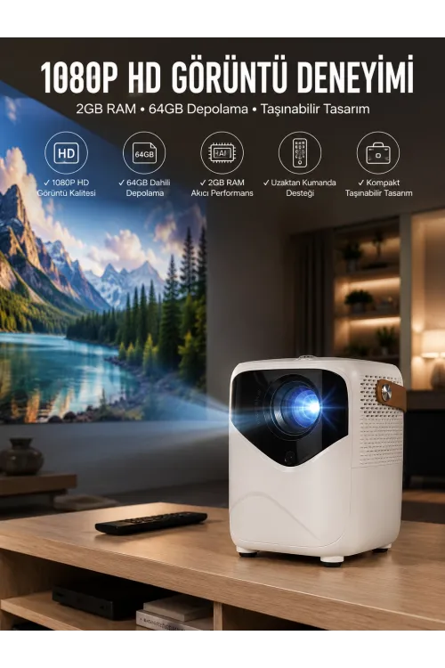 Taşınabilir Android Projeksiyon Wifi Destekli 4k Multimedia Tabanlı Ev Ve Ofis Tipi