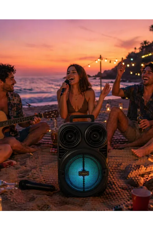 Taşınabilir Bluetooth Speaker Mikrofonlu Karaoke Hoparlör Rgb Işıklı 6.5 İnç Güçlü Ses