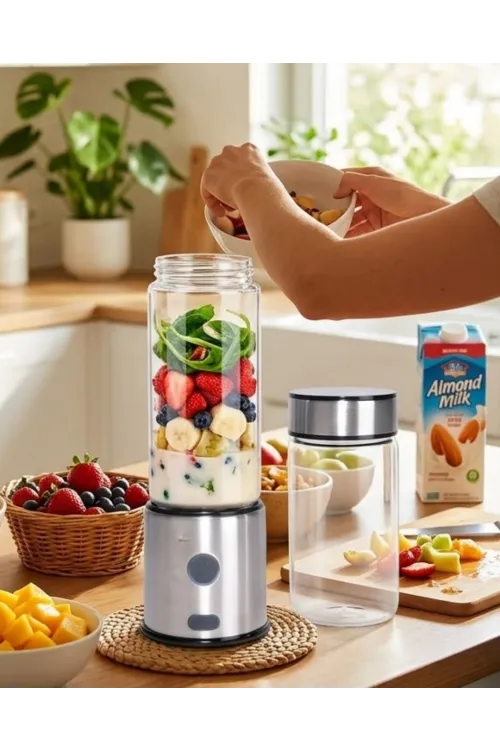 Taşınabilir Cam Blender 450 Ml 350 Ml Çift Hazneli Smoothie Blender