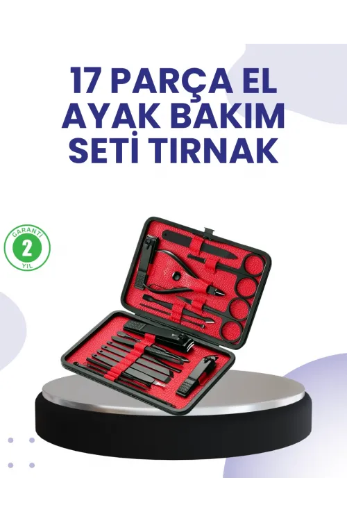 Taşınabilir Deri Kutulu 17 Parça Manikür Seti