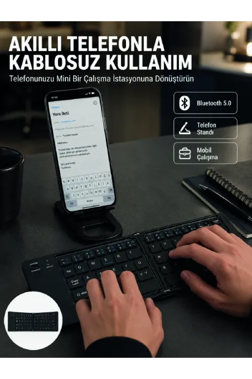 Taşınabilir Katlanabilir Bluetooth Klavye İos Android Windows Uyumlu