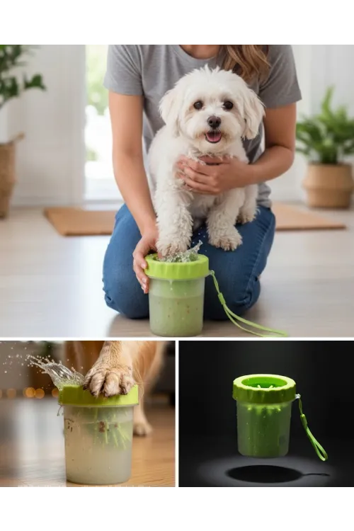Taşınabilir Köpek Ayak Temizleme Aparatı Silikon Fırçalı