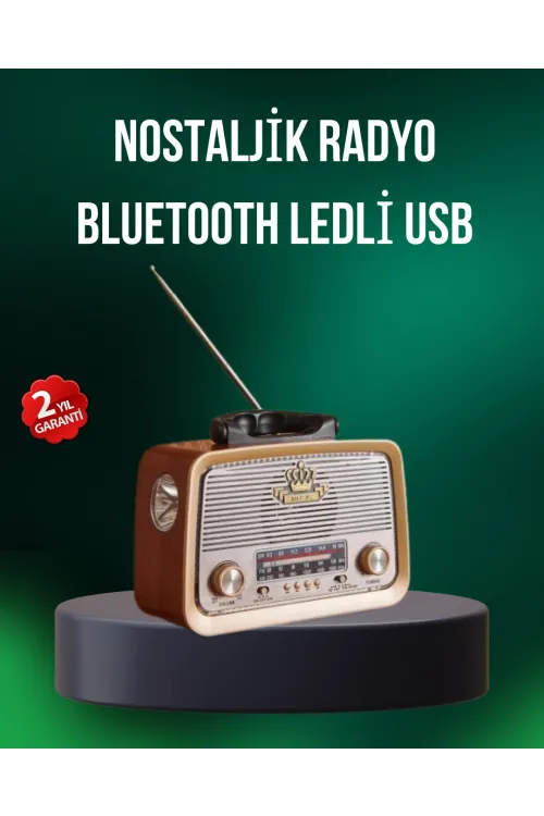 Taşınabilir Nostalji Radyo Bluetooth Usb Aux Girişli