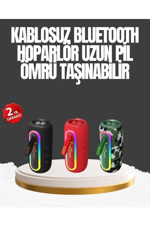 Taşınabilir Şarjlı Bluetooth Hoparlör Güçlü Bas