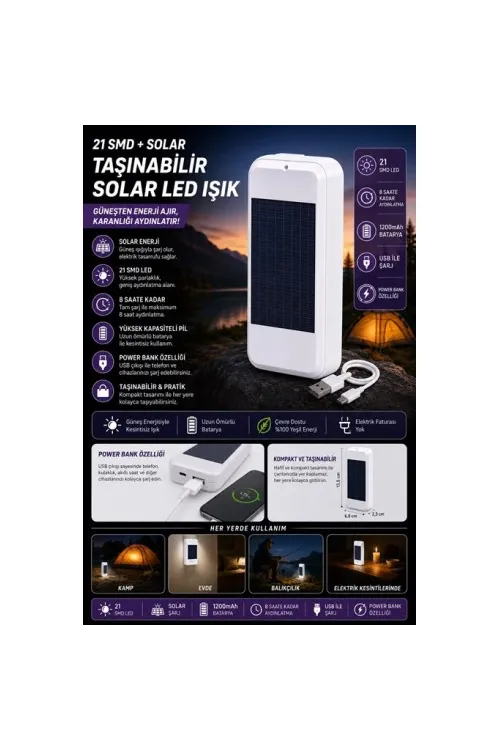 Taşınabilir Solar Led Power Bank