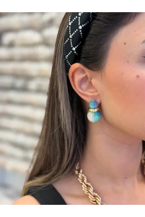 Taşlı Küpe - Mavi