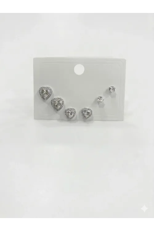 Taşlıkalp Detaylı Altılı Küpe - Kp00595