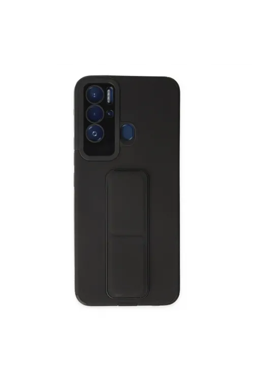 Tecno Pova Neo Kılıf Mega Standlı Silikon - Siyah