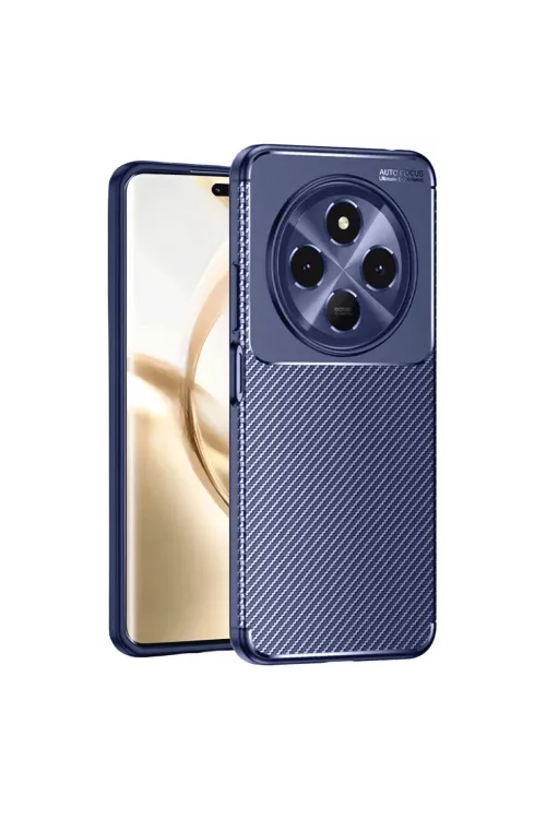 Tecno Spark 30 Kılıf Auto Focus Karbon Kapak - Lacivert