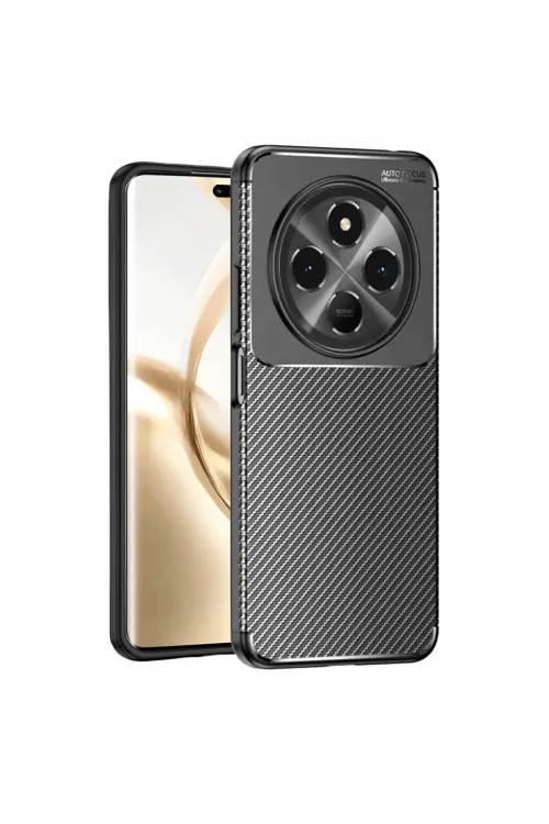 Tecno Spark 30 Kılıf Auto Focus Karbon Kapak - Siyah