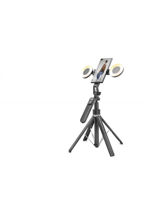 Telefon Tripodu Ve Selfie Çubuğu Seti Bluetooth Kumandalı Led 180 Cm - Siyah ND1032