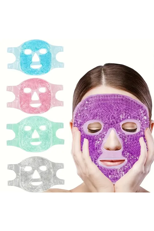 Terapi Jel Yüz Maskesi Soğuk Ve Sıcak Boncuklu Ayarlanabilir Maske (Mor)
