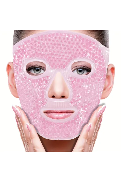 Terapi Jel Yüz Maskesi Soğuk Ve Sıcak Boncuklu Ayarlanabilir Maske (Pembe)