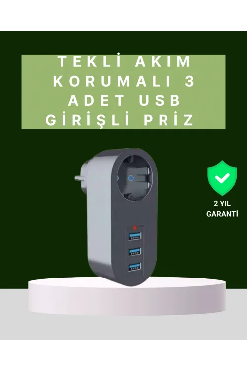 Termal Akım Korumalı 3 Usbli Güvenli Priz – Akıllı Akım Dengeleme