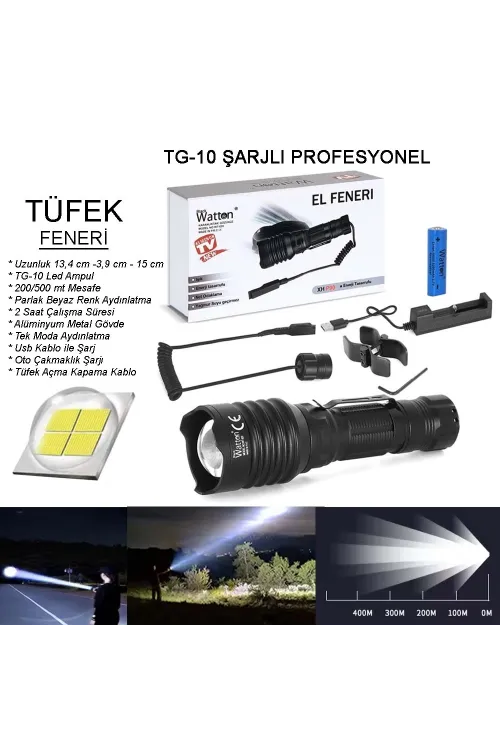Tg-10 Şarjlı Profesyonel Av Feneri  Wt-620