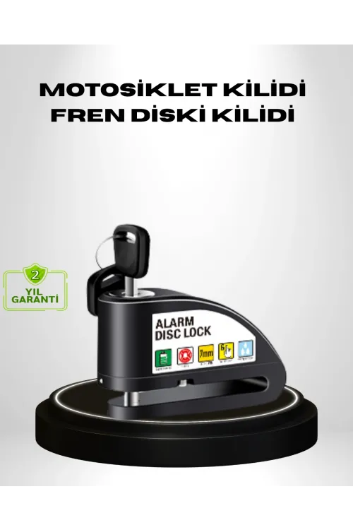 Titreşim Sensörlü Alarmlı Motosiklet Disk Kilidi 14mm Çelik Çift Kilitleme
