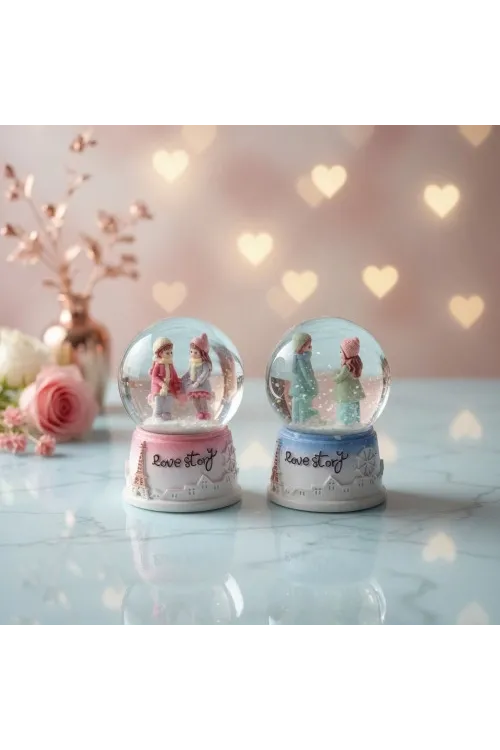 Toptan Love Story Işıklı Mini Kar Küresi