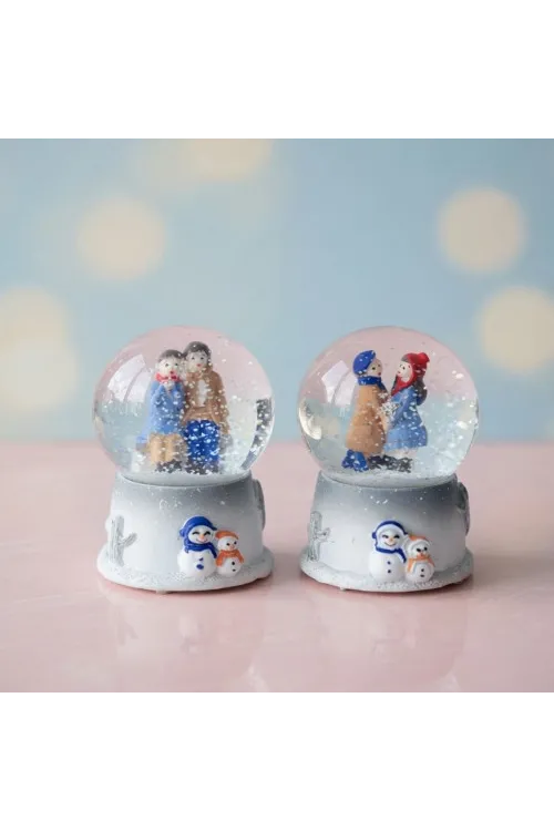 Toptan Mini Boy Işıklı Kış Masalı Tasarımlı Kar Küresi
