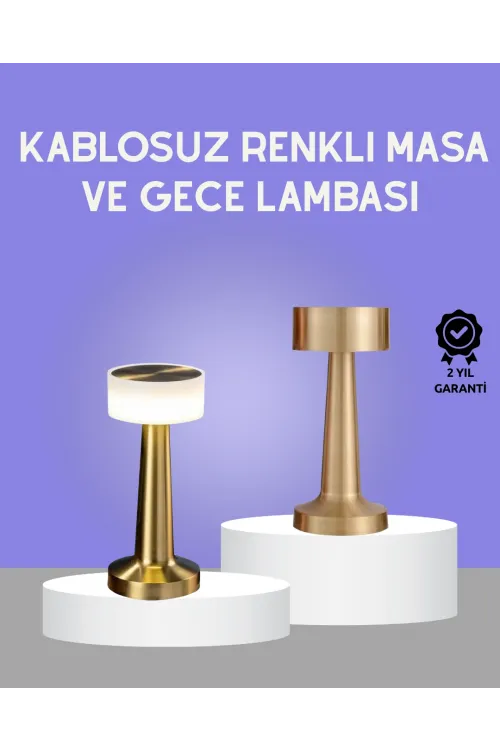 Touch Gece Lambası – Dokunmatik Kontrol, Kablosuz Kullanım, Metal Gövde