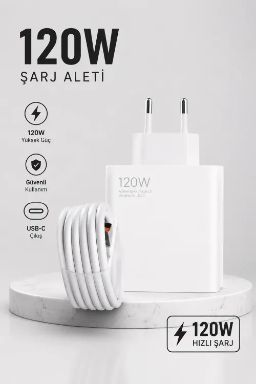 Turbo Hızlı Şarj Destekli 120w Usb-c Şarj Seti