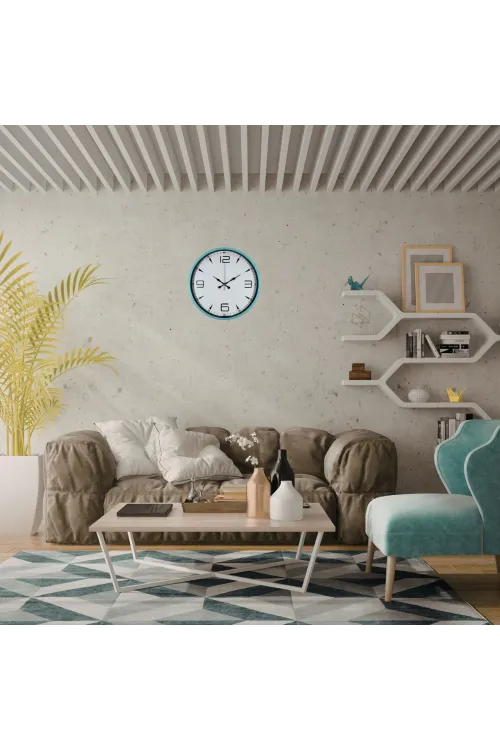 Turkuaz Dekoratif Stil 36 Cm Duvar Saati