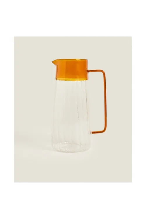 Turuncu Detaylı Cam Sürahi 1600 ml